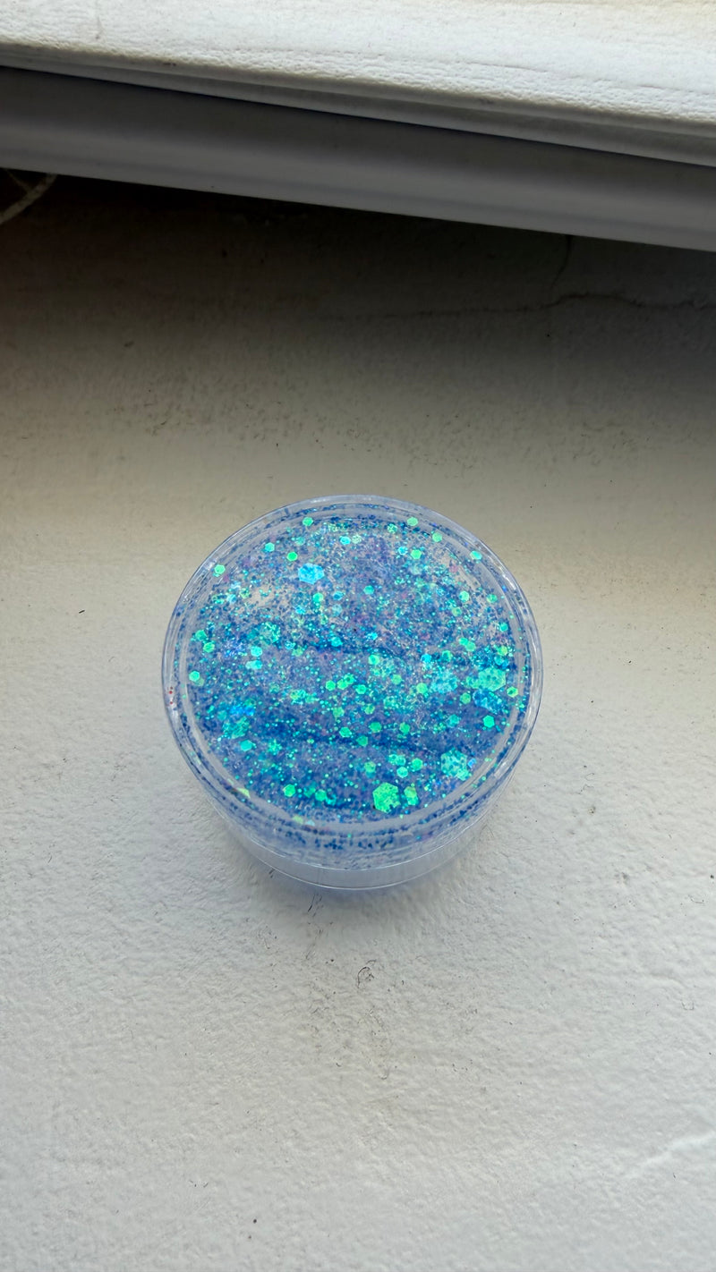 Light blue chunky hair gel