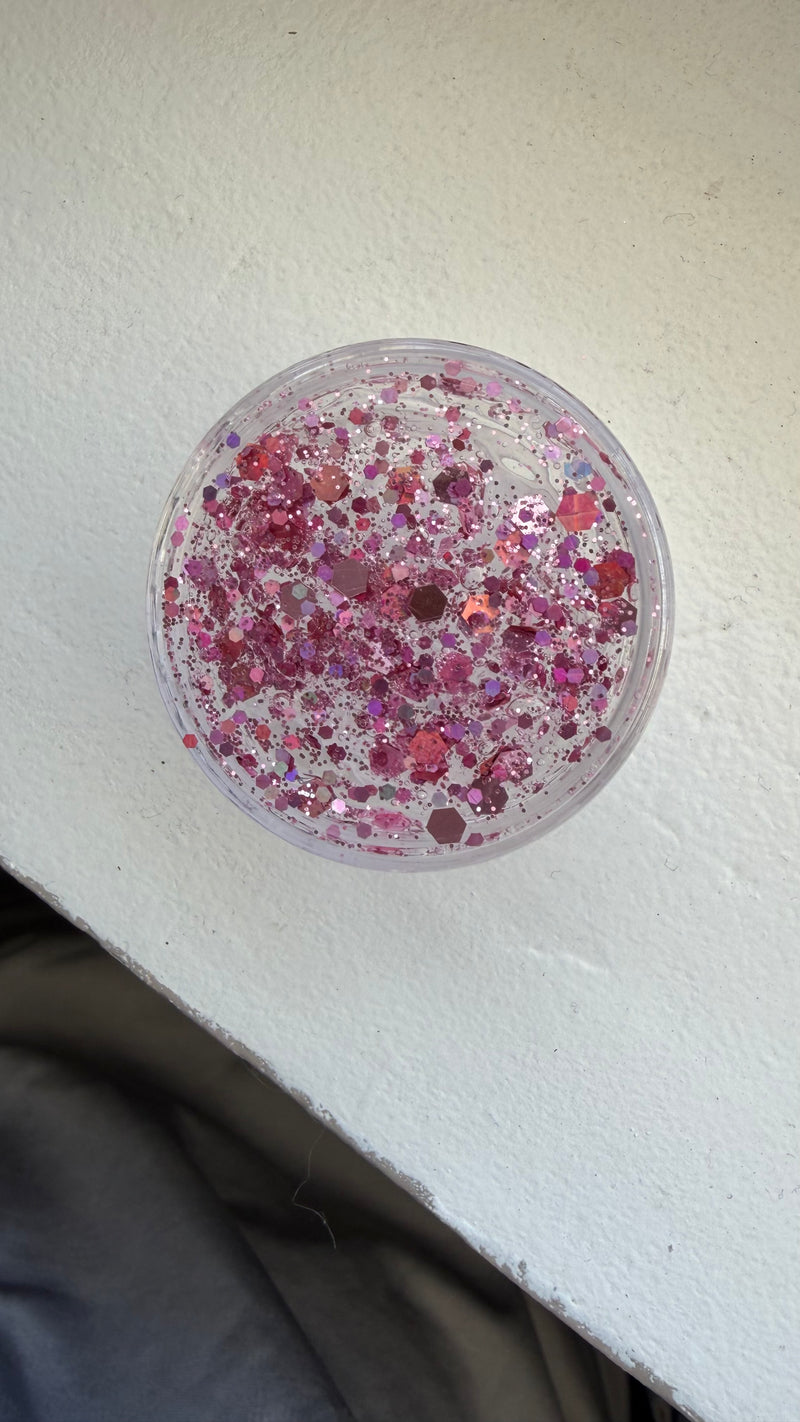 Light pink chunky glitter hair gel
